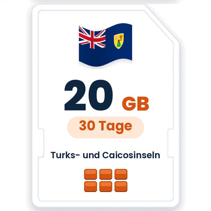 Turks- und Caicosinseln eSIM – 20 GB, 30 Tage gültig