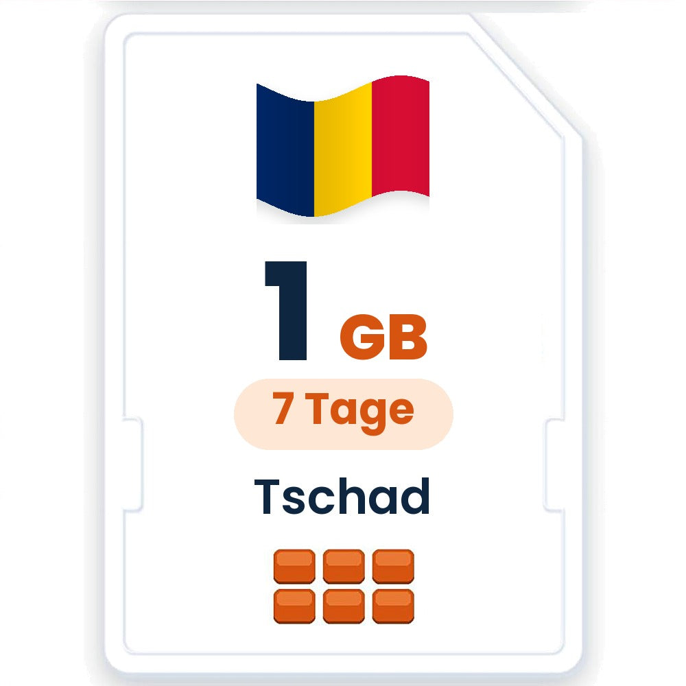 Tschad eSIM – 1 GB, 7 Tage gültig