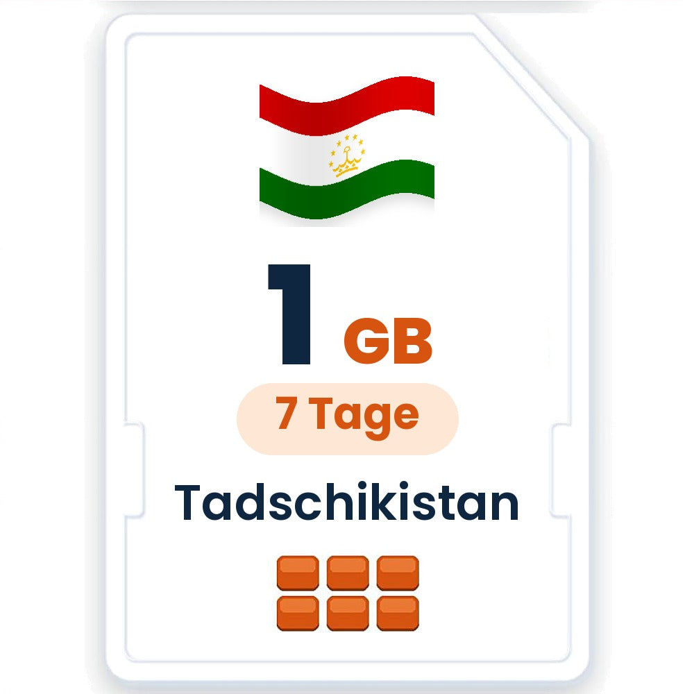 Tadschikistan eSIM – 1 GB, 7 Tage gültig