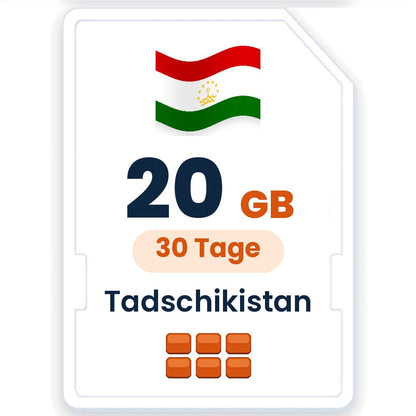 Tadschikistan eSIM – 20 GB, 30 Tage gültig
