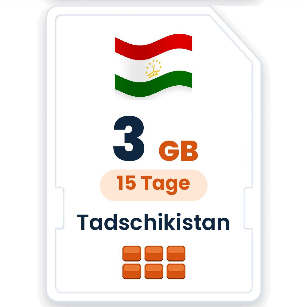 Tadschikistan eSIM – 3 GB, 15 Tage gültig