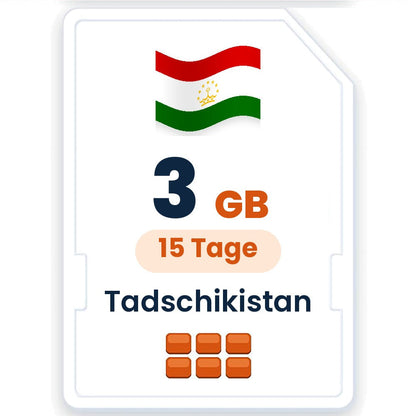 Tadschikistan eSIM – 3 GB, 15 Tage gültig