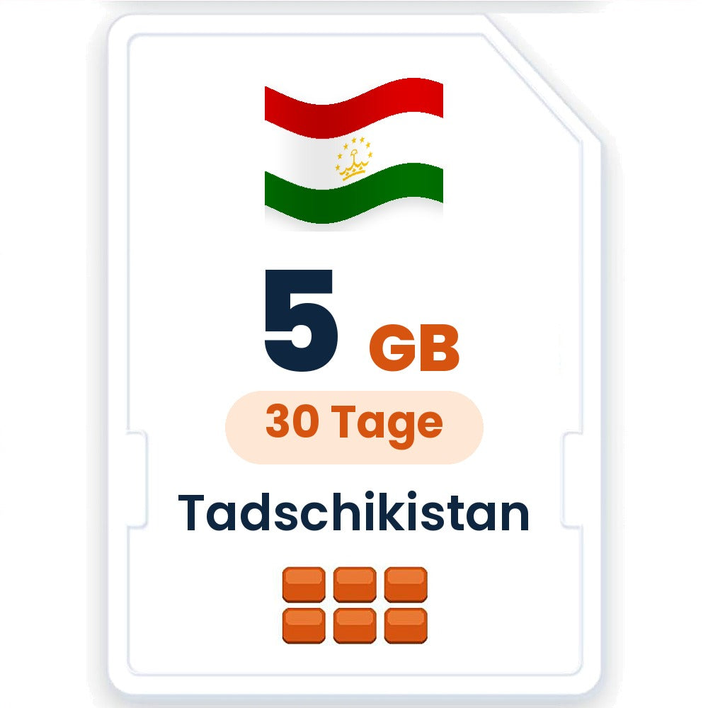 Tadschikistan eSIM – 5 GB, 30 Tage gültig