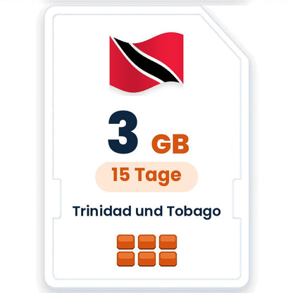 Trinidad und Tobago eSIM – 3 GB, 15 Tage gültig