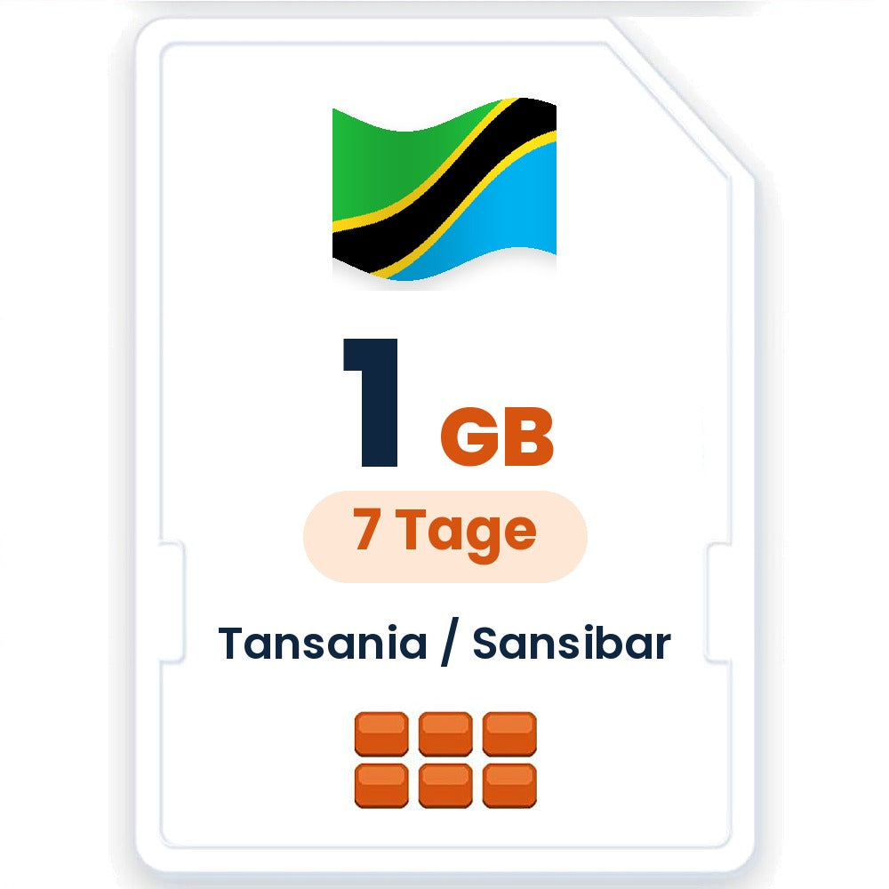 Tansania / Sansibar eSIM – 1 GB, 7 Tage gültig