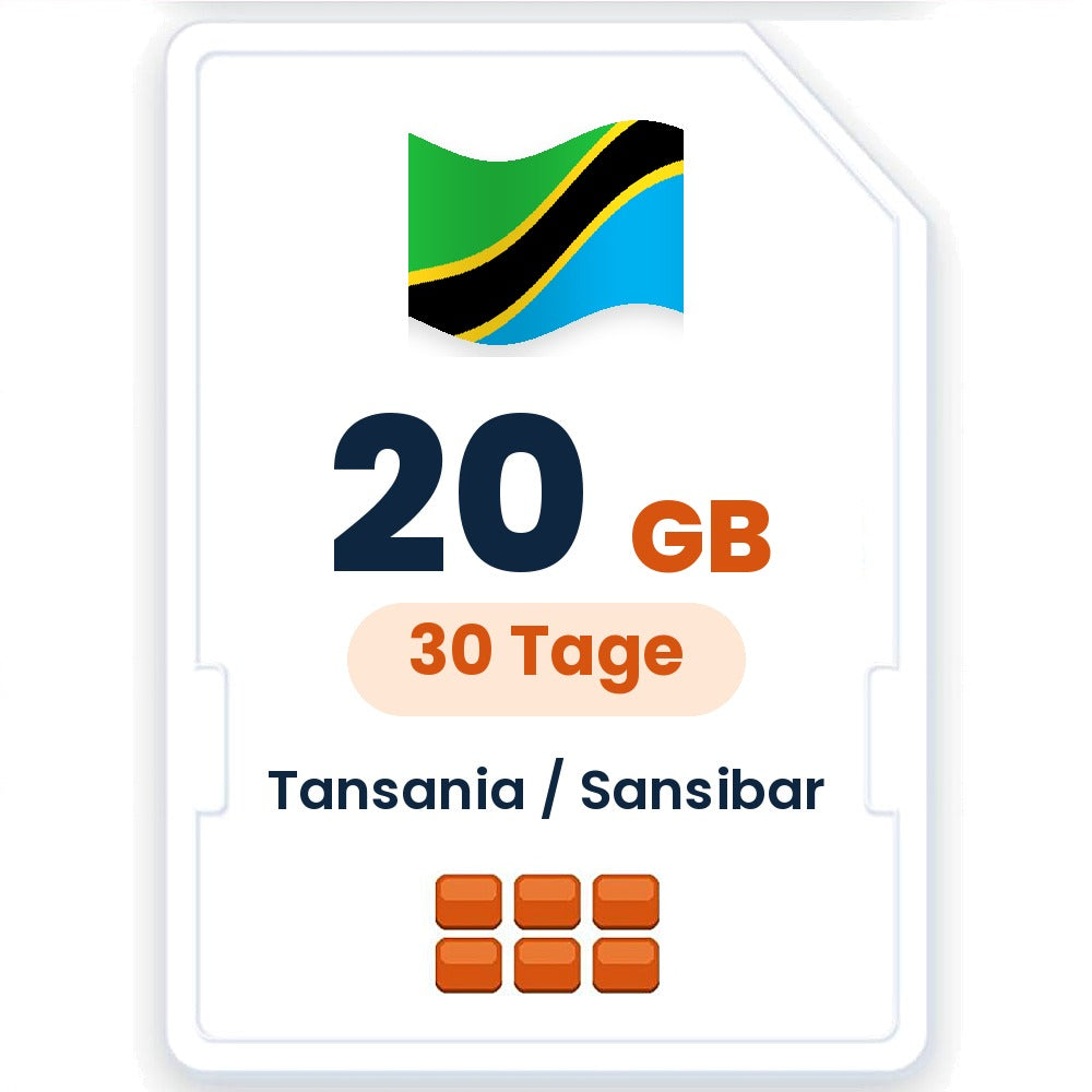 Tansania / Sansibar eSIM – 20 GB, 30 Tage gültig