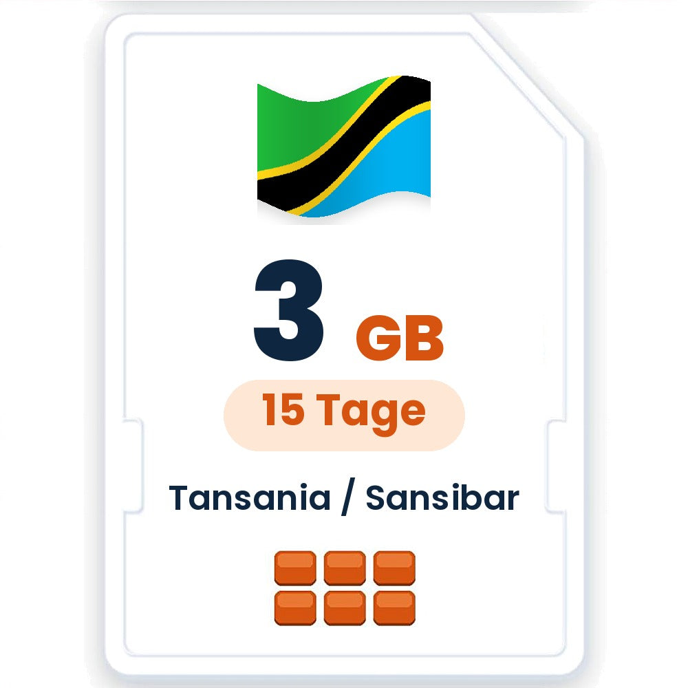 Tansania / Sansibar eSIM – 3 GB, 15 Tage gültig
