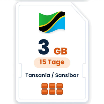 Tansania / Sansibar eSIM – 3 GB, 15 Tage gültig