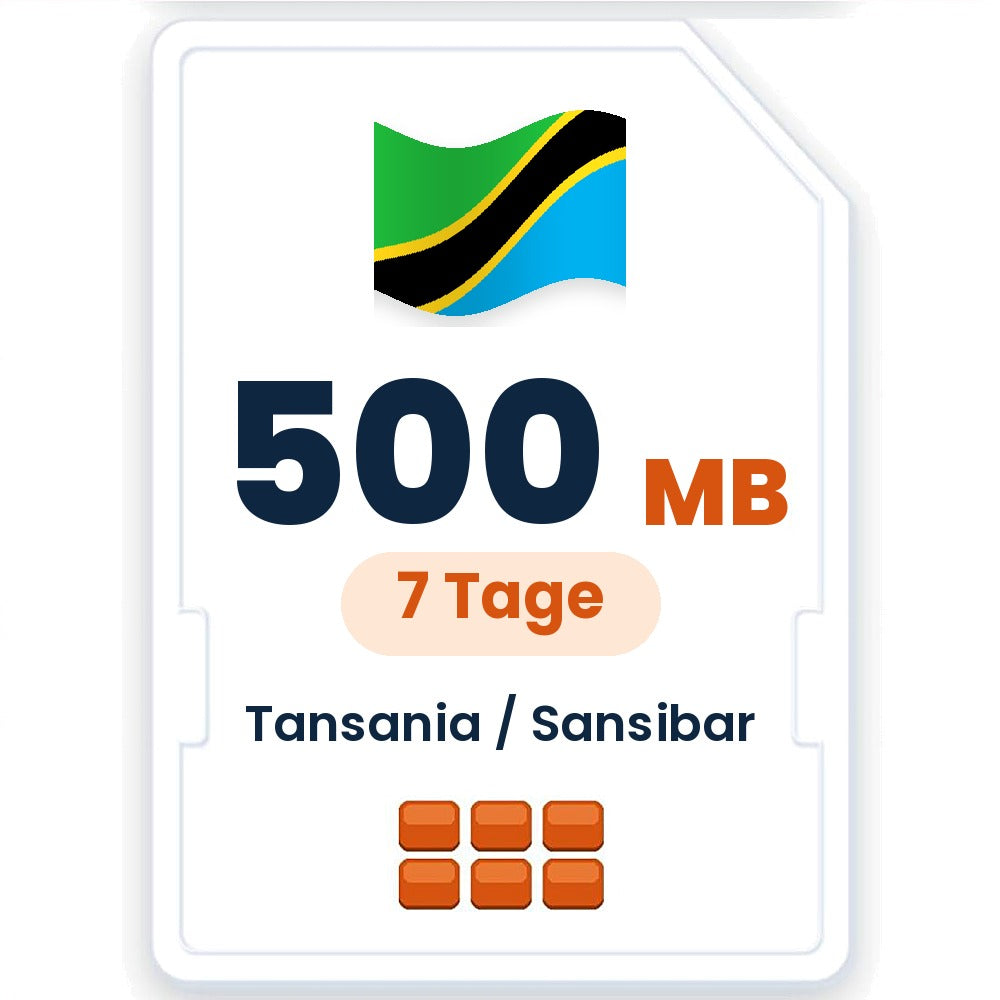 Tansania / Sansibar eSIM – 500 MB, 7 Tage gültig