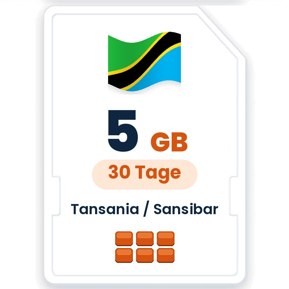 Tansania / Sansibar eSIM – 5 GB, 30 Tage gültig