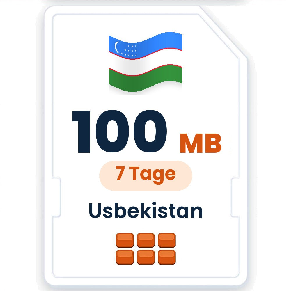 Usbekistan eSIM – 100 MB, 7 Tage gültig