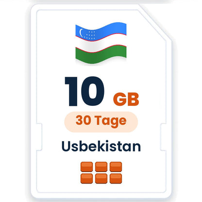 Usbekistan eSIM – 10 GB, 30 Tage gültig