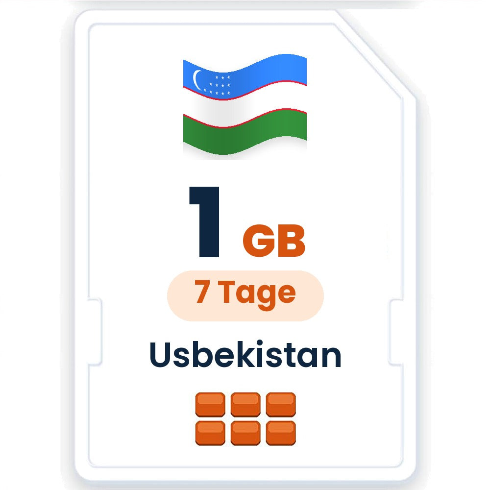 Usbekistan eSIM – 1 GB, 7 Tage gültig