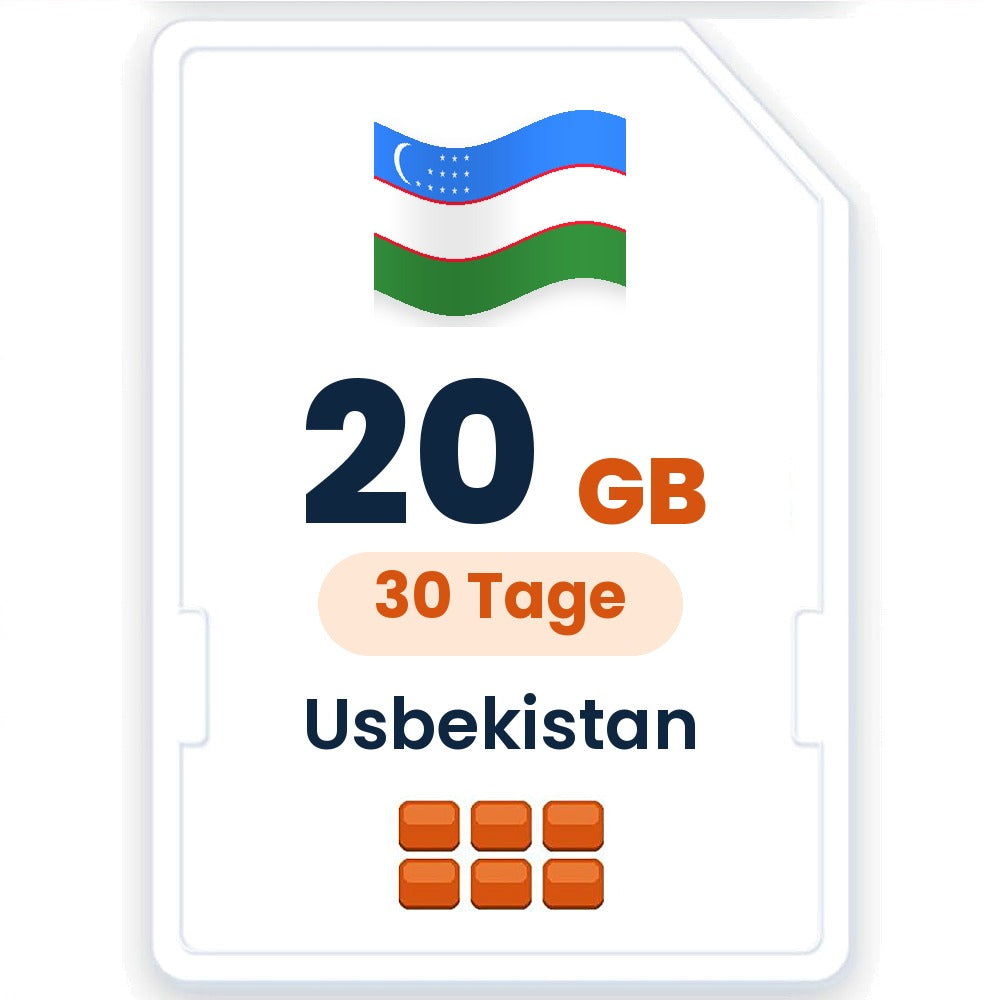 Usbekistan eSIM – 20 GB, 30 Tage gültig