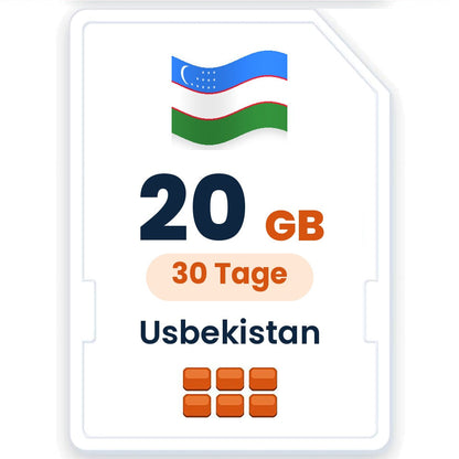 Usbekistan eSIM – 20 GB, 30 Tage gültig