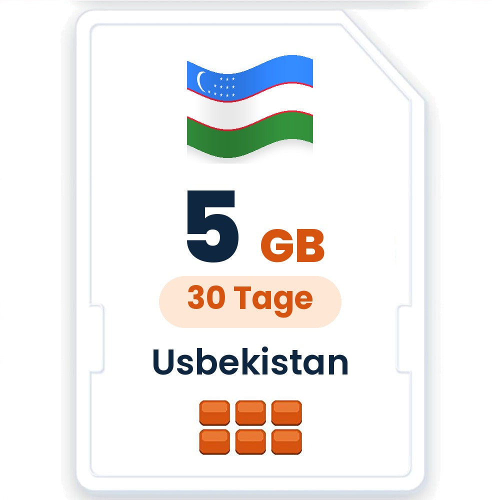 Usbekistan eSIM – 5 GB, 30 Tage gültig