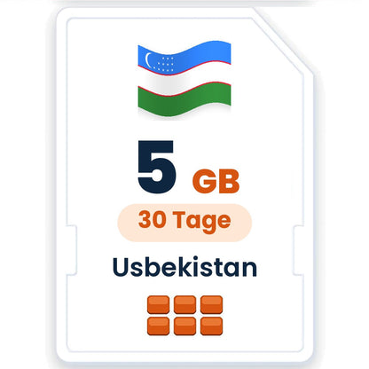 Usbekistan eSIM – 5 GB, 30 Tage gültig