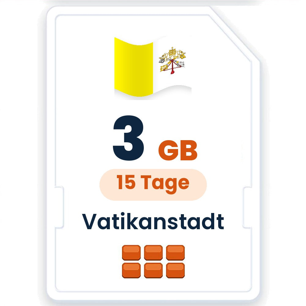 Vatikanstadt eSIM – 3 GB, 15 Tage gültig