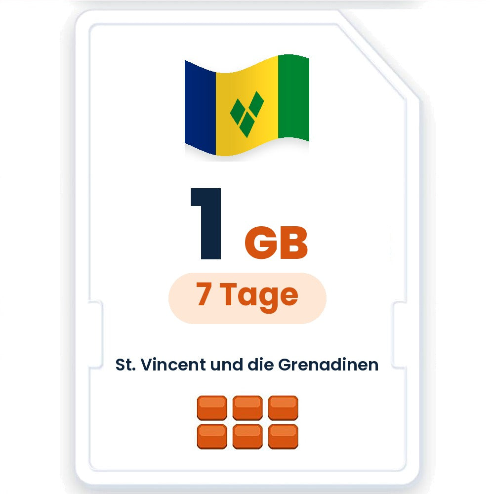 St. Vincent und die Grenadinen eSIM – 1 GB, 7 Tage gültig