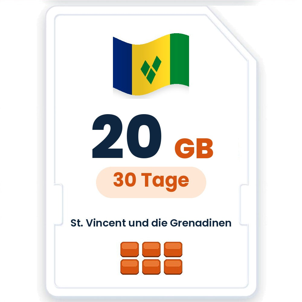 St. Vincent und die Grenadinen eSIM – 20 GB, 30 Tage gültig