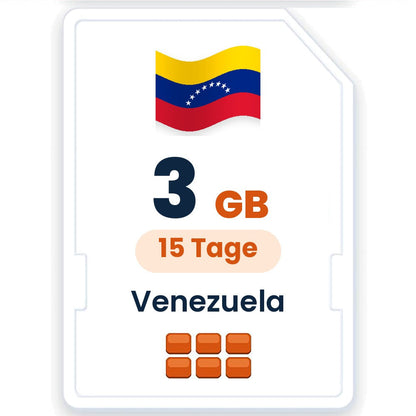 Venezuela eSIM – 3 GB, 15 Tage gültig