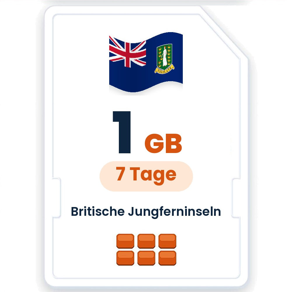 Britische Jungferninseln eSIM – 1 GB, 7 Tage gültig