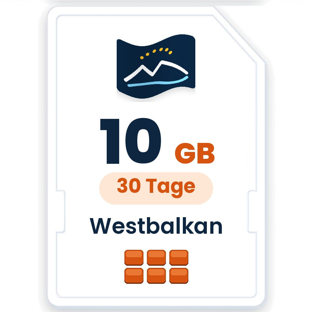 Westbalkan eSIM – 10 GB, 30 Tage gültig