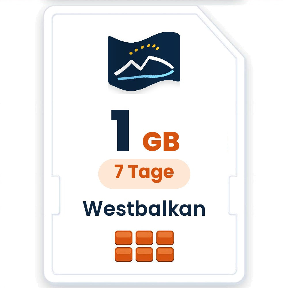 Westbalkan eSIM – 1 GB, 7 Tage gültig