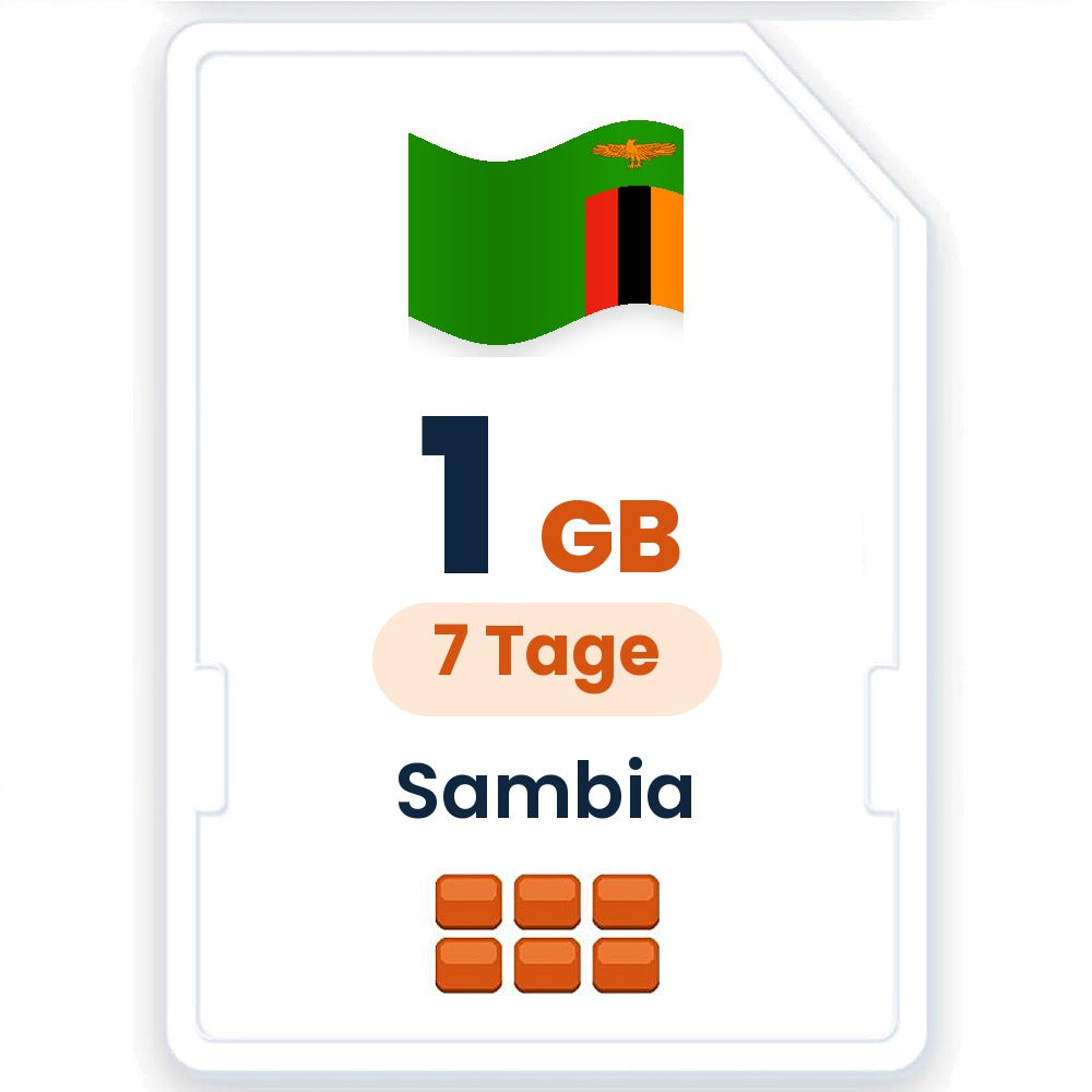 Sambia eSIM – 1 GB, 7 Tage gültig