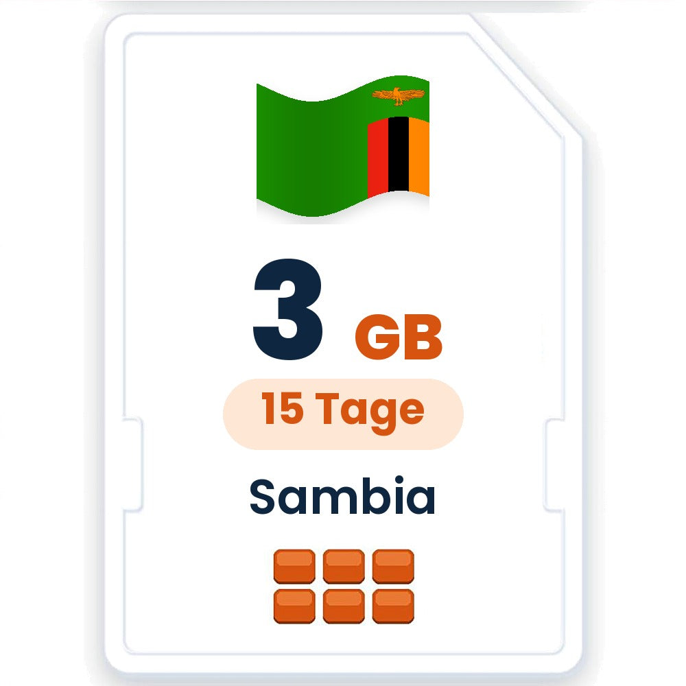 Sambia eSIM – 3 GB, 15 Tage gültig